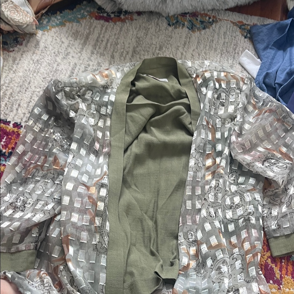 Stylish Women's Green and Gray Jacket